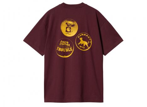 Carhartt Pins Tshirt Malbec / Orange Stone Washed I033974