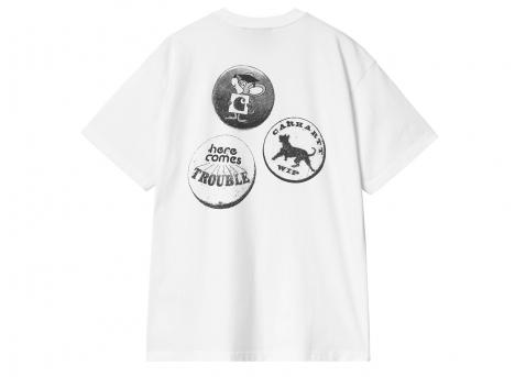 Carhartt Pins Tshirt White / Black Stone Washed I033974