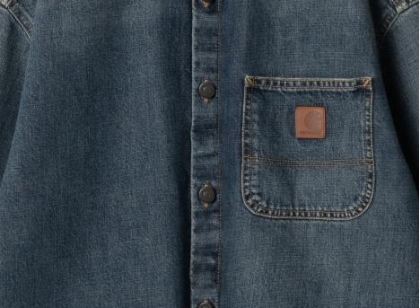 Carhartt Women Lovilia Shirt Jac Blue Dirty Used Wash I034461