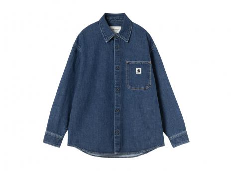 Carhartt WIP Women Marly Shirt Jac Blue Heavy Stone Wash I037529.01.60.03