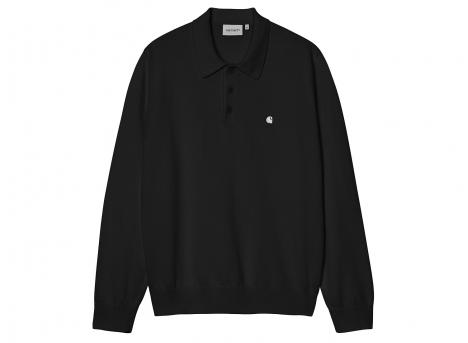 Carhartt WIP LS Madison Polo Cotton Knit Black / White I036162