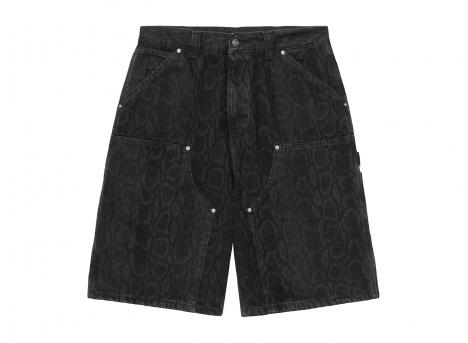 Carhartt WIP OG Double Knee Short Denim Snake Camo Black heavy stone wash I036590