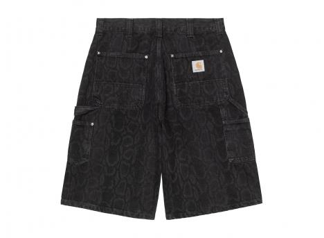 Carhartt WIP OG Double Knee Short Denim Snake Camo Black heavy stone wash I036590