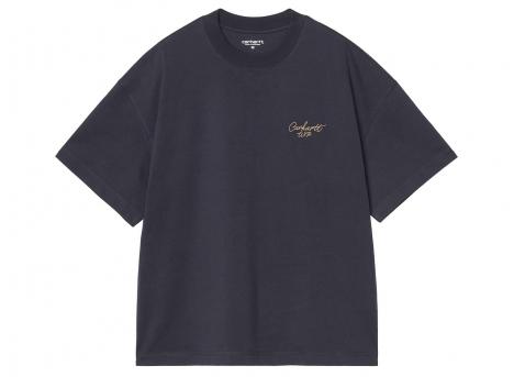 Carhartt WIP Signature Script Tshirt Dark Navy / WIP Dusty Hamilton Brown I033828.3Z6.XX.03
