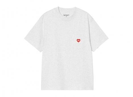 Carhartt WIP Femme Pocket Heart Tshirt Ash Heather / Red I032180
