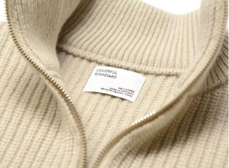 Colorful Standard Merino Quarter Zip Ivory White