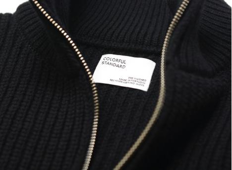 Colorful Standard Merino Quarter Zip Black