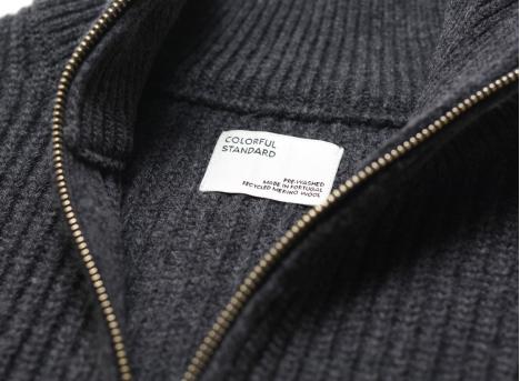 Colorful Standard Merino Quarter Zip Lava Grey