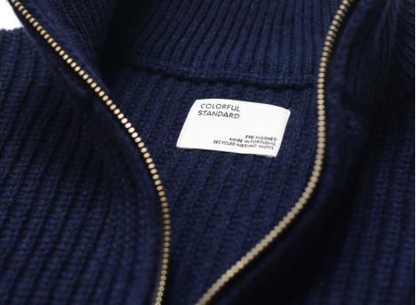 Colorful Standard Merino Quarter Zip Marine Blue