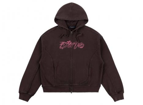 Dime Distressed Terry Zip Hoodie Acid Brown DIMED1FA264BRW