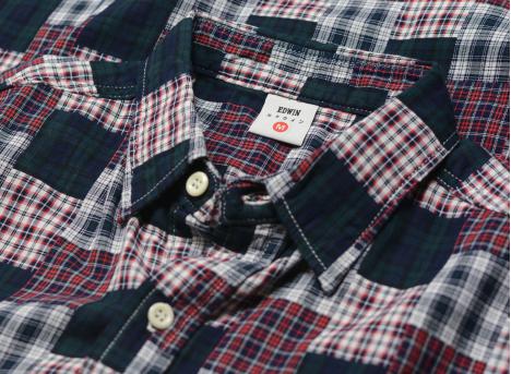 Edwin Work Shirt LS Green / Red I036712