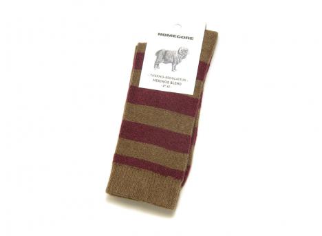 Homecore Merino Socks Stripes Cocoa-Red 1-206-716