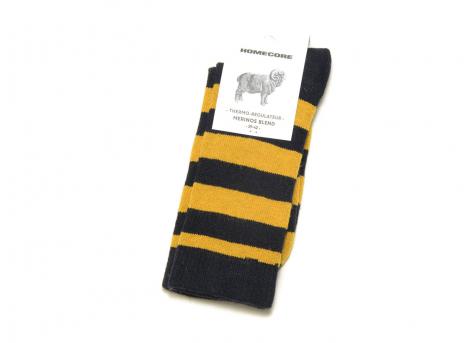 Homecore Merino Socks Stripes Navy-Honey 1-206-716