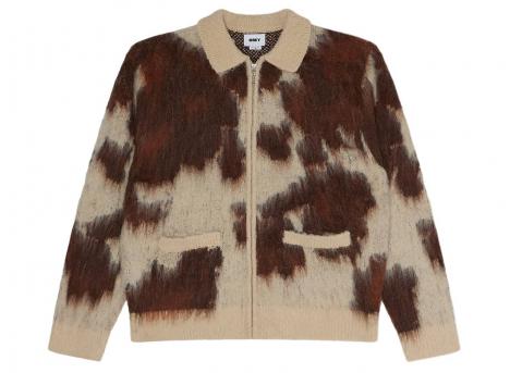 Obey Cow Pattern Zip Sweater Cow Multi 151010050COW