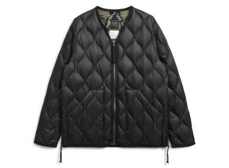 Taion Military W-Zip V-Neck Nylon Down Jacket Black