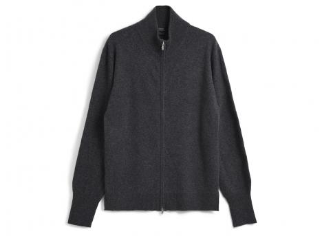 Taion Cashmere Full-Zip High-Neck Sweater Charcoal TAION-102CMWZNDCI