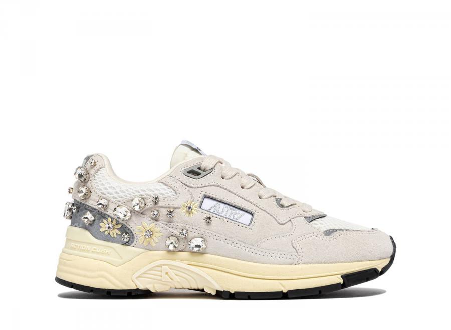 Autry Hyperway Low TJ01 Suede / Strass / Mesh White / Silver - Autry