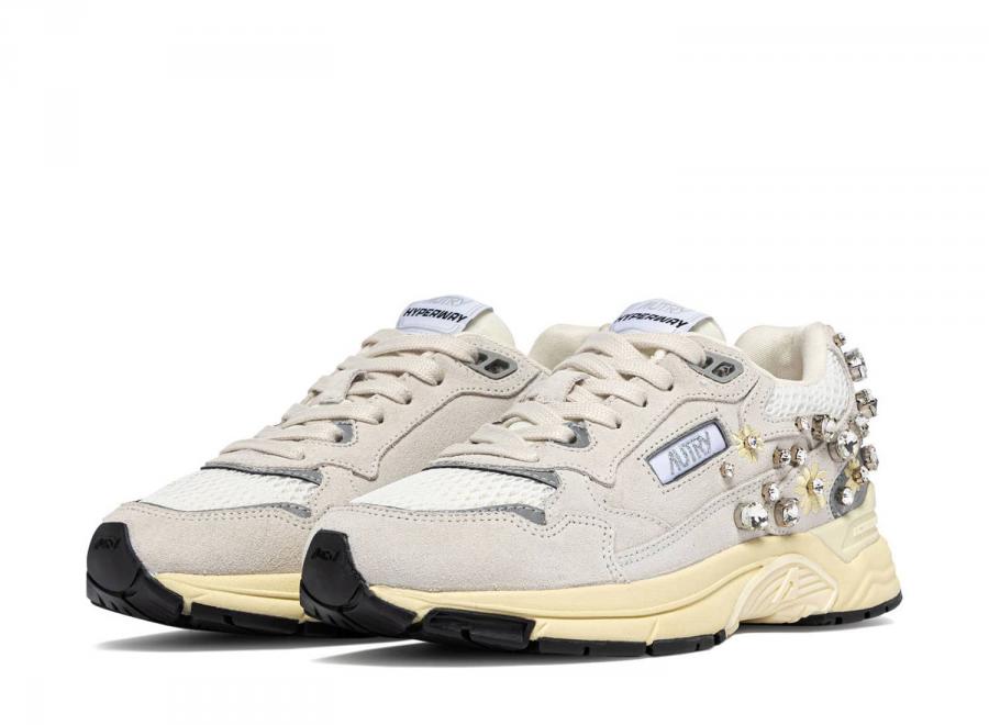 Autry Hyperway Low TJ01 Suede / Strass / Mesh White / Silver - Autry