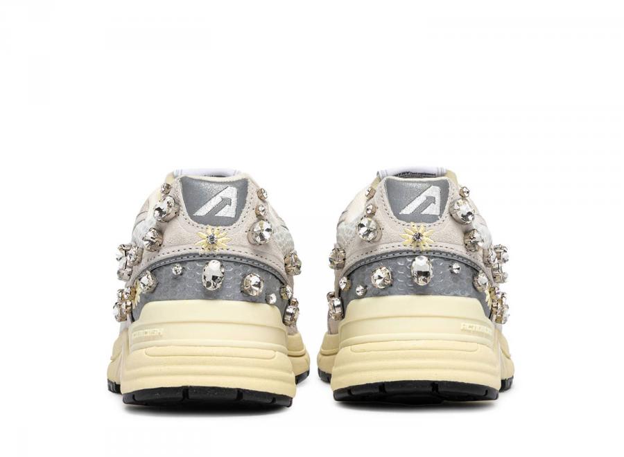 Autry Hyperway Low TJ01 Suede / Strass / Mesh White / Silver - Autry