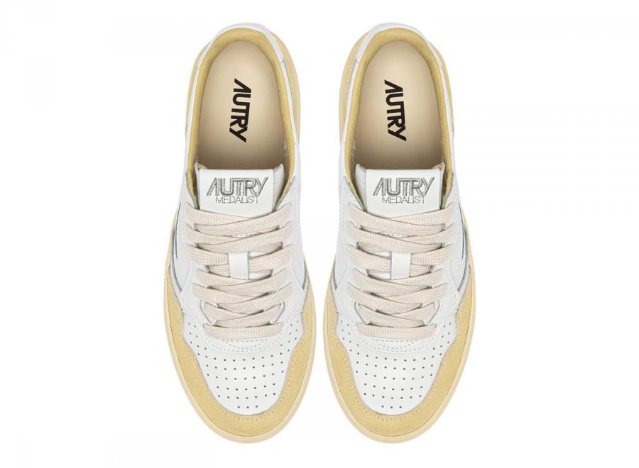 Autry Medalist Low FT08 Soft Leather / Suede White / Straw - Autry