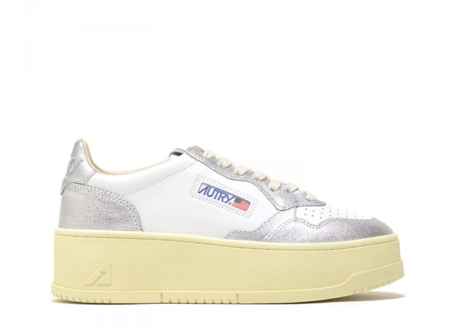 Autry Platform Low WB18 Leather White / Silver - Autry