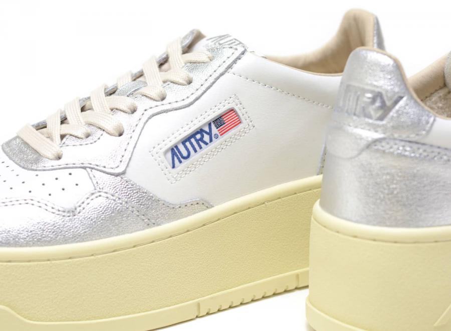 Autry Platform Low WB18 Leather White / Silver - Autry
