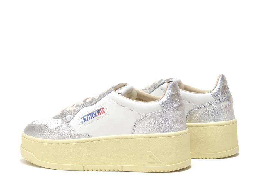 Autry Platform Low WB18 Leather White / Silver - Autry