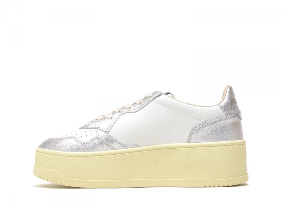 Autry Platform Low WB18 Leather White / Silver - Autry