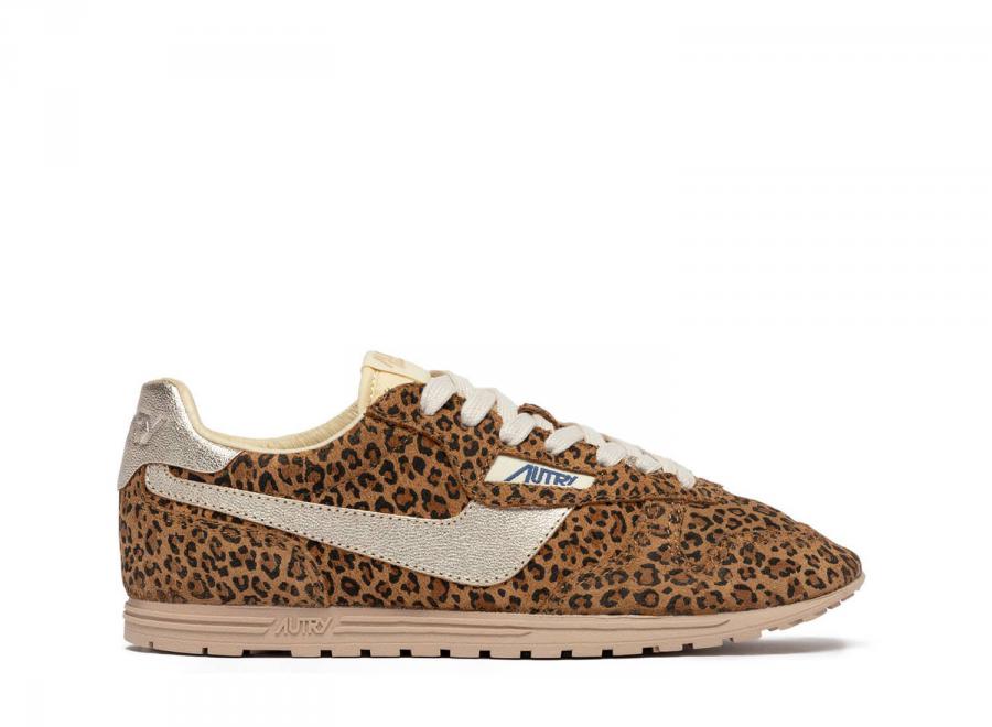 Autry Windspin Low SJ01 Suede / Laminated Leather Leopard / Platinum - Autry
