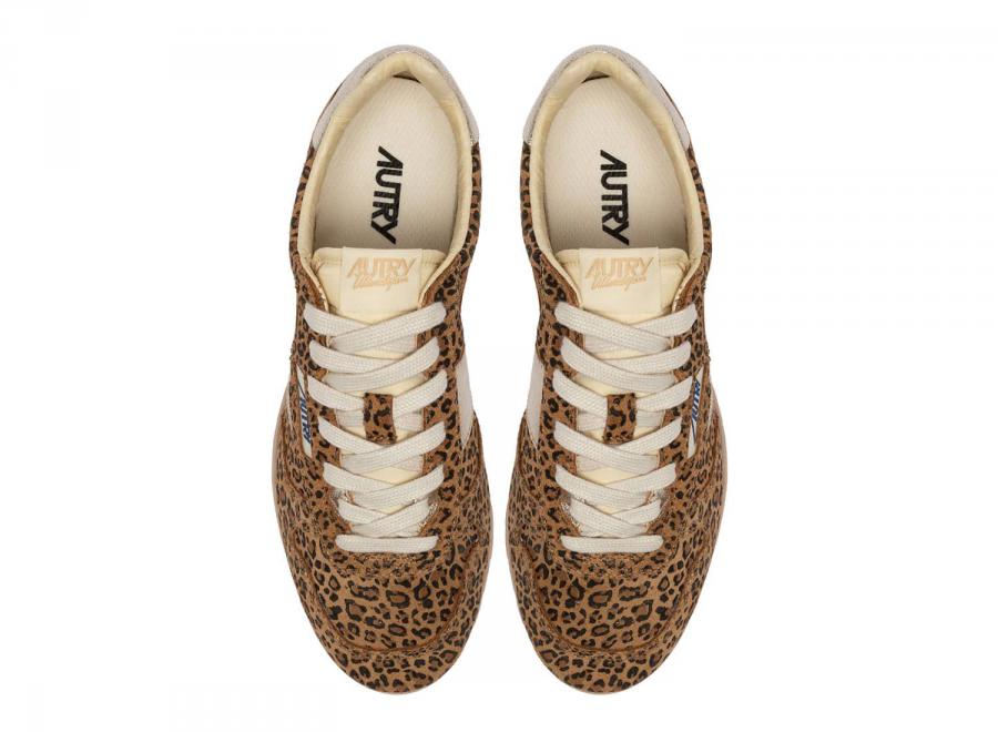 Autry Windspin Low SJ01 Suede / Laminated Leather Leopard / Platinum - Autry