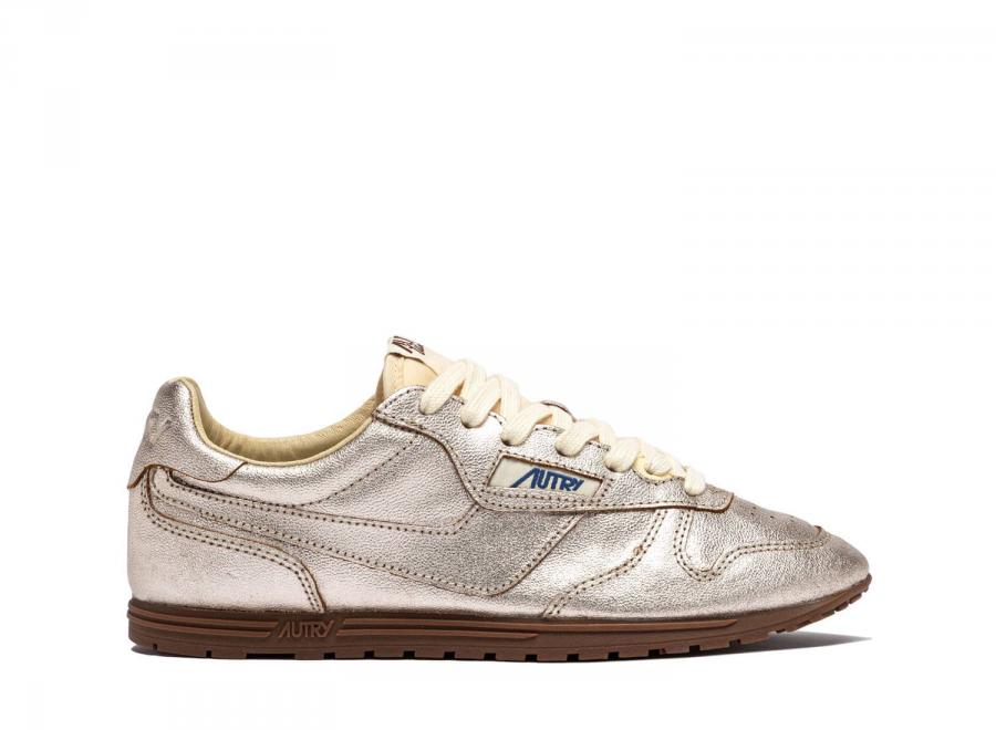 Autry Windspin Low TO02 Lamine Leather / Nylon Platinum / Ivory - Autry