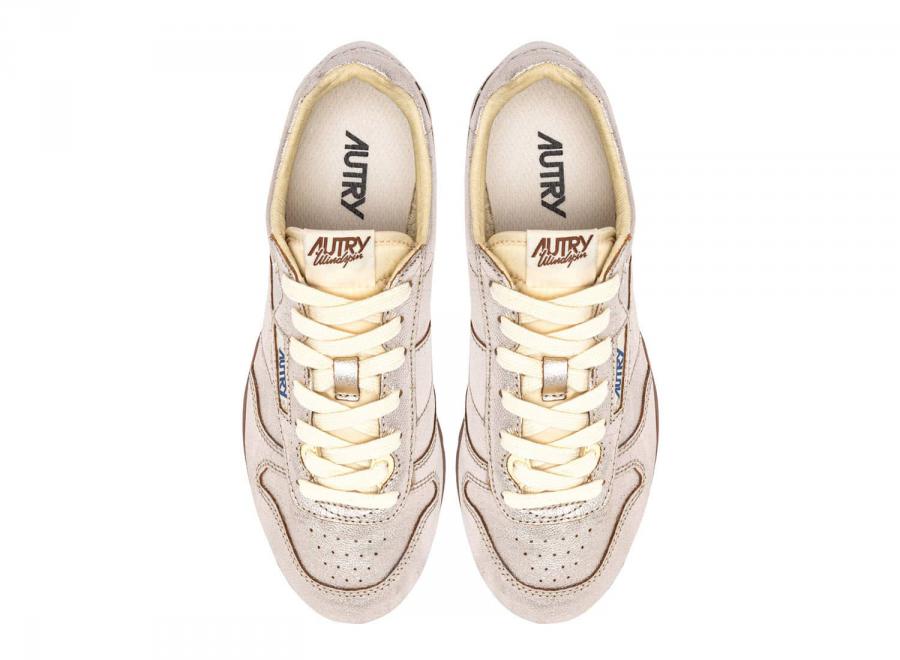 Autry Windspin Low TO02 Lamine Leather / Nylon Platinum / Ivory - Autry