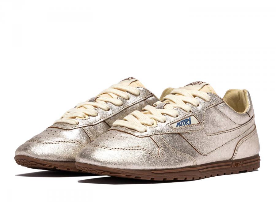 Autry Windspin Low TO02 Lamine Leather / Nylon Platinum / Ivory - Autry