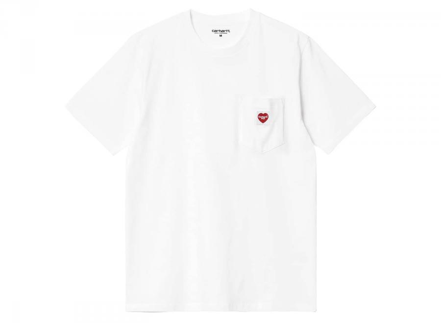 Carhartt Pocket Heart Tshirt White / Red I032128 - Carhartt Wip