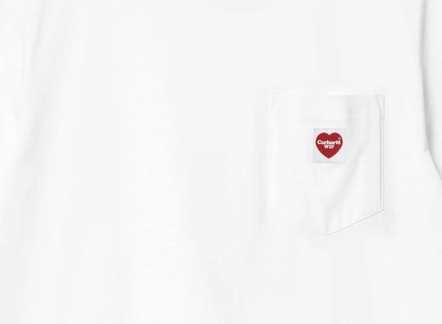 Carhartt Pocket Heart Tshirt White / Red I032128 - Carhartt Wip