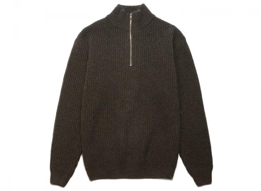 Colorful Standard Merino Quarter Zip Coffee Brown - Colorful Standard