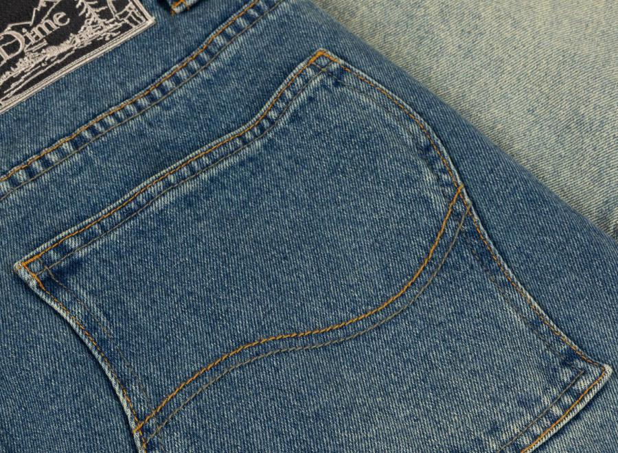 Dime Baggy Denim Pants Dipped Sandblasted Indigo - Dime