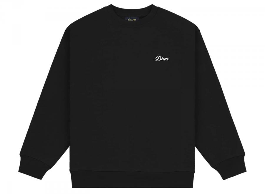Dime Cursive Small Logo Crew Black - Dime