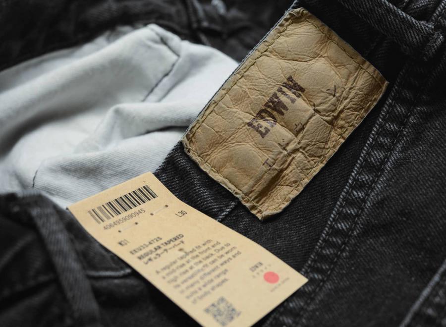 Edwin Regular Tapered Kaihara Right Hand Black Denim Black Dark Used I035082 - Edwin