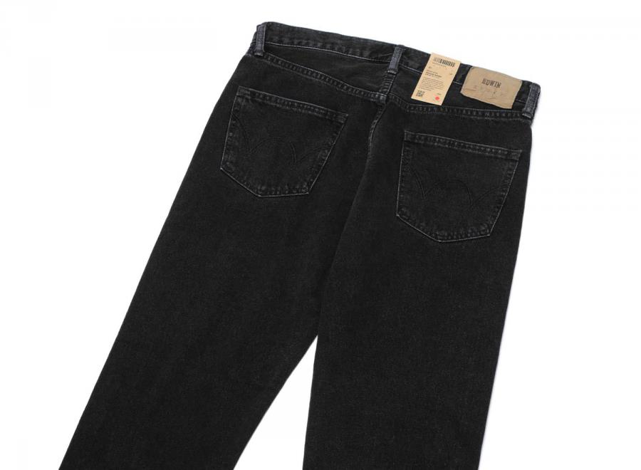 Edwin Regular Tapered Kaihara Right Hand Black Denim Black Dark Used I035082 - Edwin