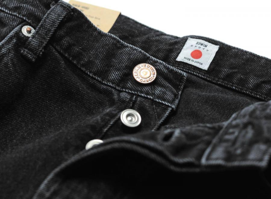 Edwin Regular Tapered Kaihara Right Hand Black Denim Black Dark Used I035082 - Edwin