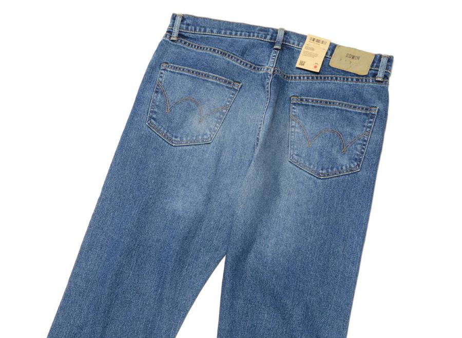 Edwin Slim Tapered Kaihara Pure Indigo Denim Blue Mid Used I032060 - Edwin