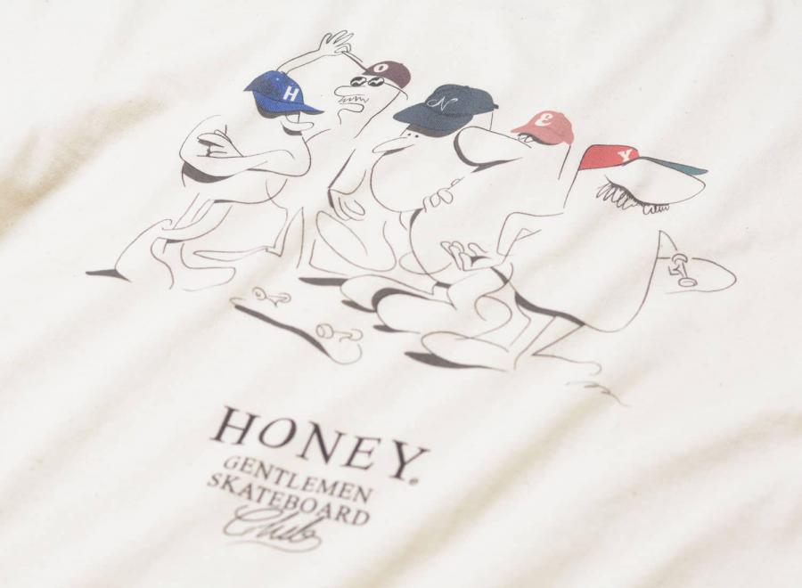 Honey Multi Caps Club Tee Ecru - Honey Skateshop