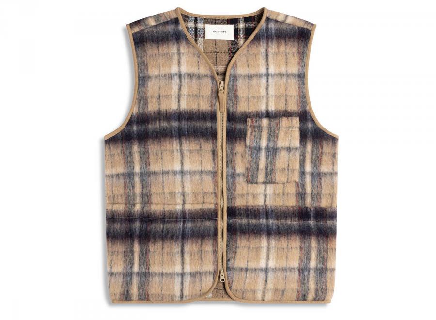 Kestin Bute Brushed Wool Vest Oat Check - Kestin