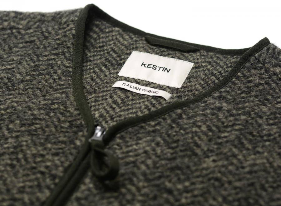 Kestin Bute Herringbone Wool Vest Moss - Kestin