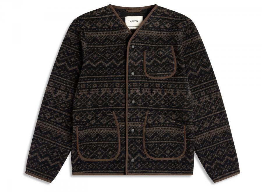 Kestin Neist Knitted Fairisle Cardigan Peat / Black - Kestin