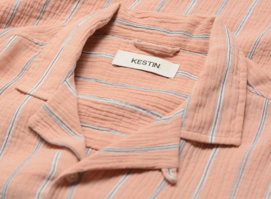 Kestin Tain Double Weave Seersucker Shirt Washed Coral KHSH03SS26-02-WCO - Kestin
