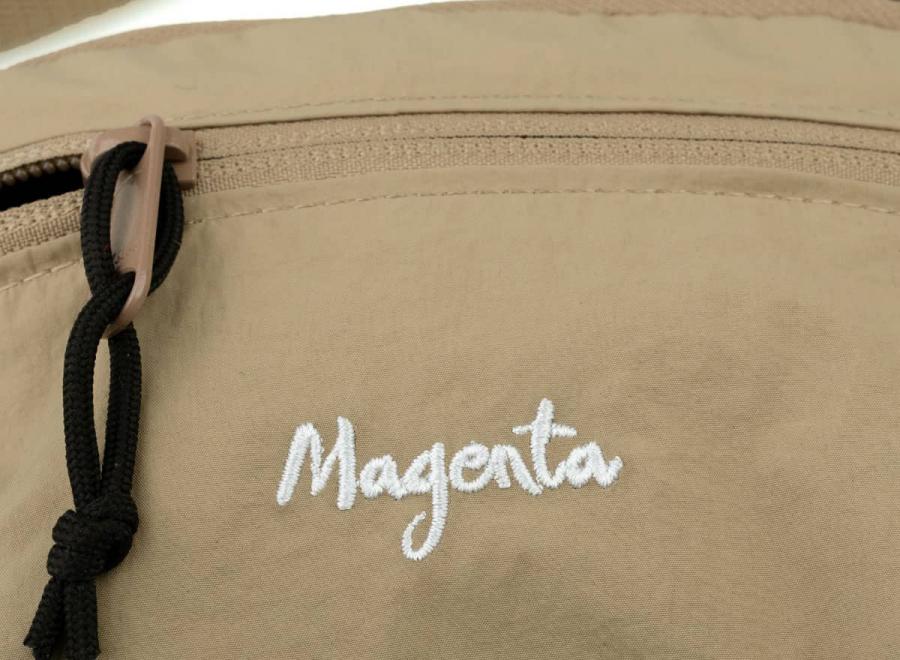Magenta Script Banana Bag Beige - Magenta