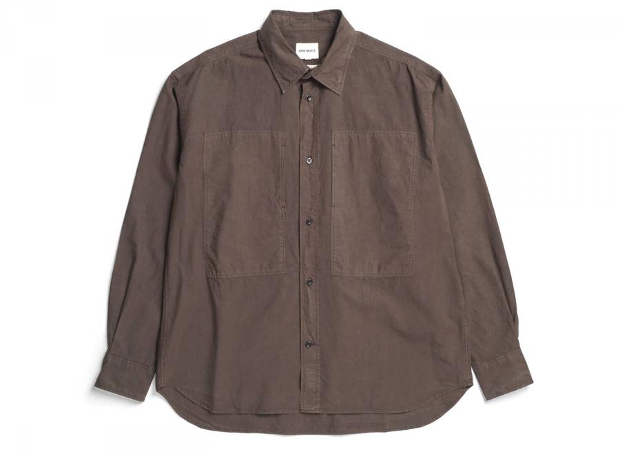 Norse Projects Ole Fatigue Cotton Tencel Shirt Espresso - Norse Projects
