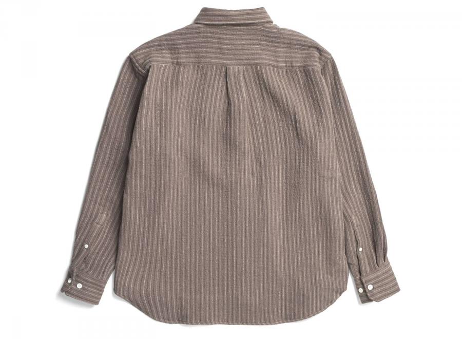 Norse Projects Ole Oversized Wool Stripe Shirt Seal Brown - Norse Projects
